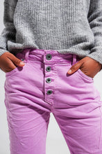 Load image into Gallery viewer, Diya Exposed Buttons Skinny Jeans in Pink
