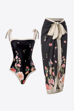 Load image into Gallery viewer, Ebony Floral Tie-Shoulder Two-Piece Swim Pair
