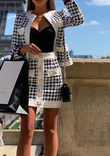 Load image into Gallery viewer, Long Sleeve Houndstooth Skirt Set
