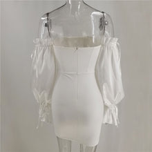 Load image into Gallery viewer, Velvela White Lantern Sleeves Mini Dress
