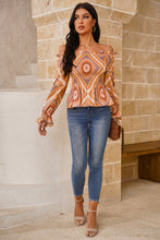 Load image into Gallery viewer, Stevie Printed Off-Shoulder Smocked Flounce Sleeve Blouse
