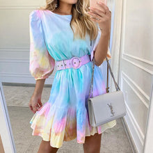 Load image into Gallery viewer, Natalia Tie Dye Mini Ruffled Dress
