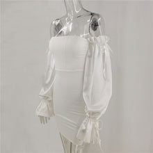 Load image into Gallery viewer, Velvela White Lantern Sleeves Mini Dress
