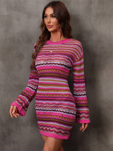 Load image into Gallery viewer, Multicolored Stripe Dropped Shoulder Sweater Dress
