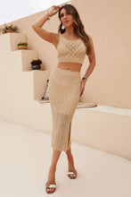 Load image into Gallery viewer, Kensley Openwork Cropped Tank and Split Skirt Set
