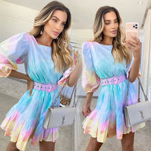 Load image into Gallery viewer, Natalia Tie Dye Mini Ruffled Dress
