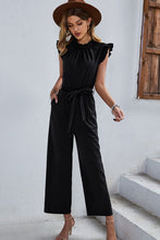 Load image into Gallery viewer, Butterfly Sleeve Tie Waist Jumpsuit
