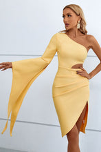Load image into Gallery viewer, Noella Cutout Split Flare Sleeve One-Shoulder Dress
