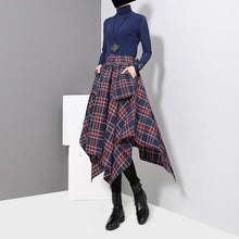 Load image into Gallery viewer, Wide Plaid Asymmetrical Skirt
