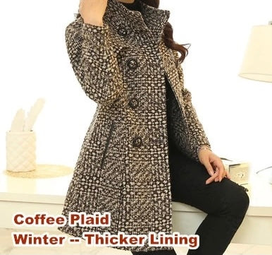 Sandra Turtleneck Tweed Coat