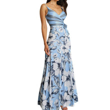 Load image into Gallery viewer, Floral Blue Side Wrapped Tied Flare Dress
