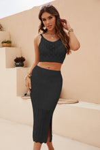 Load image into Gallery viewer, Kensley Openwork Cropped Tank and Split Skirt Set
