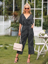 Load image into Gallery viewer, Polka Dot Surplice Neck Jumpsuit with Pockets
