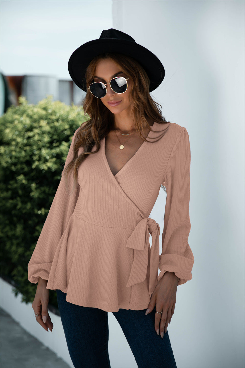 Vera Ruffle Hem Wrap Knot  Blouse