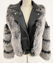 Load image into Gallery viewer, Faux Fox Fur Motorcycle Jacket
