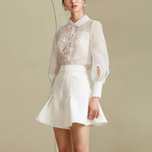 Load image into Gallery viewer, White Organza Long Sleeve Two Piece Set
