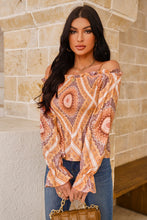 Load image into Gallery viewer, Stevie Printed Off-Shoulder Smocked Flounce Sleeve Blouse
