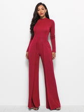 Load image into Gallery viewer, Ava Long Sleeve Mock Neck Wide Leg Jumpsuit
