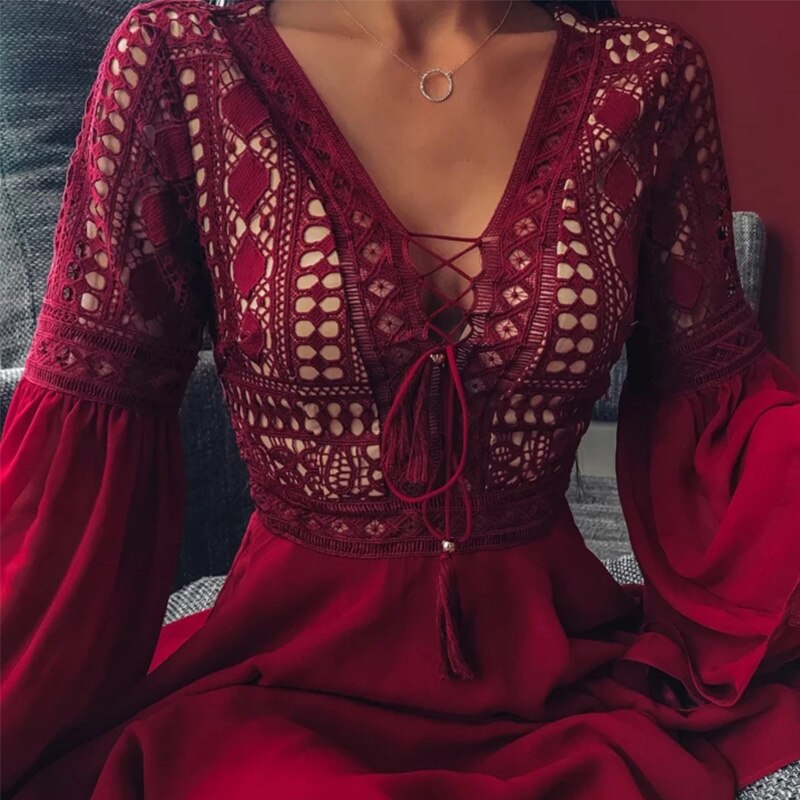 Vanessa Flare Sleeve Chiffon Dress