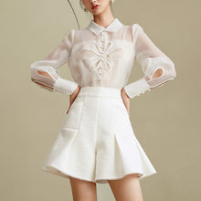 Load image into Gallery viewer, White Organza Long Sleeve Two Piece Set
