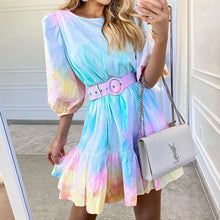 Load image into Gallery viewer, Natalia Tie Dye Mini Ruffled Dress
