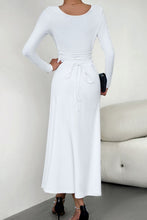 Load image into Gallery viewer, Scoop Neck Long Sleeve Lace-Up Maxi Dress
