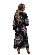 Load image into Gallery viewer, Lori Black Floral High Waist Dress
