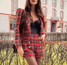 Load image into Gallery viewer, Farrah Red Plaid Blazer Set
