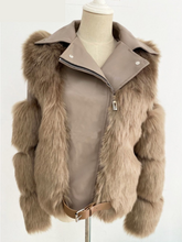 Load image into Gallery viewer, Faux Fox Fur Motorcycle Jacket
