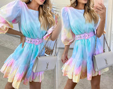 Load image into Gallery viewer, Natalia Tie Dye Mini Ruffled Dress
