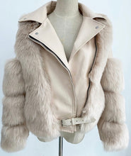 Load image into Gallery viewer, Faux Fox Fur Motorcycle Jacket
