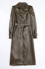 Load image into Gallery viewer, Belinda Long Leather Trench Coat
