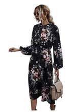 Load image into Gallery viewer, Lori Black Floral High Waist Dress
