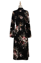 Load image into Gallery viewer, Lori Black Floral High Waist Dress
