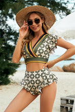 Load image into Gallery viewer, Victoria Printed Flutter Sleeve Ruffled Two-Piece Swimsuit
