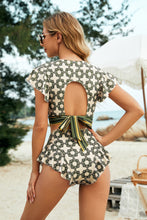 Load image into Gallery viewer, Victoria Printed Flutter Sleeve Ruffled Two-Piece Swimsuit
