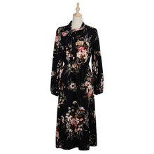 Load image into Gallery viewer, Lori Black Floral High Waist Dress
