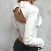 Load image into Gallery viewer, Jadis White Long Sleeve Halter Blouse
