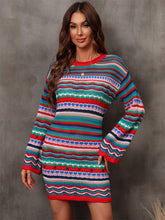 Load image into Gallery viewer, Multicolored Stripe Dropped Shoulder Sweater Dress
