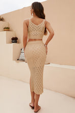 Load image into Gallery viewer, Kensley Openwork Cropped Tank and Split Skirt Set
