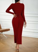 Load image into Gallery viewer, V-Neck Tie Back Long Sleeve Dress
