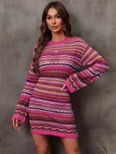 Load image into Gallery viewer, Multicolored Stripe Dropped Shoulder Sweater Dress
