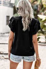 Load image into Gallery viewer, Andaz Contrast Ruffle Trim Flutter Sleeve Blouse
