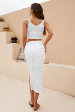 Load image into Gallery viewer, Kensley Openwork Cropped Tank and Split Skirt Set
