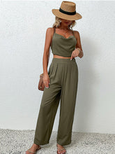 Load image into Gallery viewer, Eartha Crisscross Back Cropped Top and Pants Set
