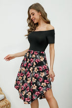 Load image into Gallery viewer, Off Shoulder Floral Print Short Sleeve Dress
