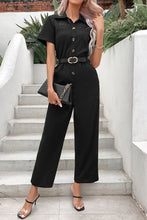 Load image into Gallery viewer, Collared Neck Short Sleeve Jumpsuit
