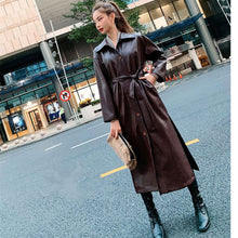 Load image into Gallery viewer, Storie Long PU Leather Trench Coat
