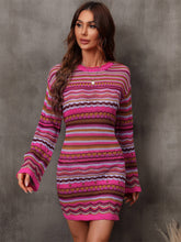 Load image into Gallery viewer, Multicolored Stripe Dropped Shoulder Sweater Dress
