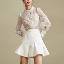 Load image into Gallery viewer, White Organza Long Sleeve Two Piece Set
